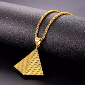 Egyptian Pyramid Women/Men Pendant Necklace Gold Stainless Steel Chain