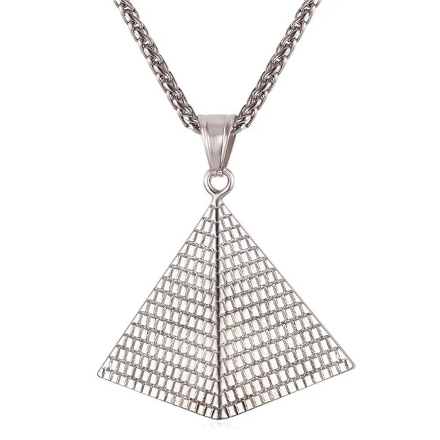 Egyptian Pyramid Women/Men Pendant Necklace Gold Stainless Steel Chain