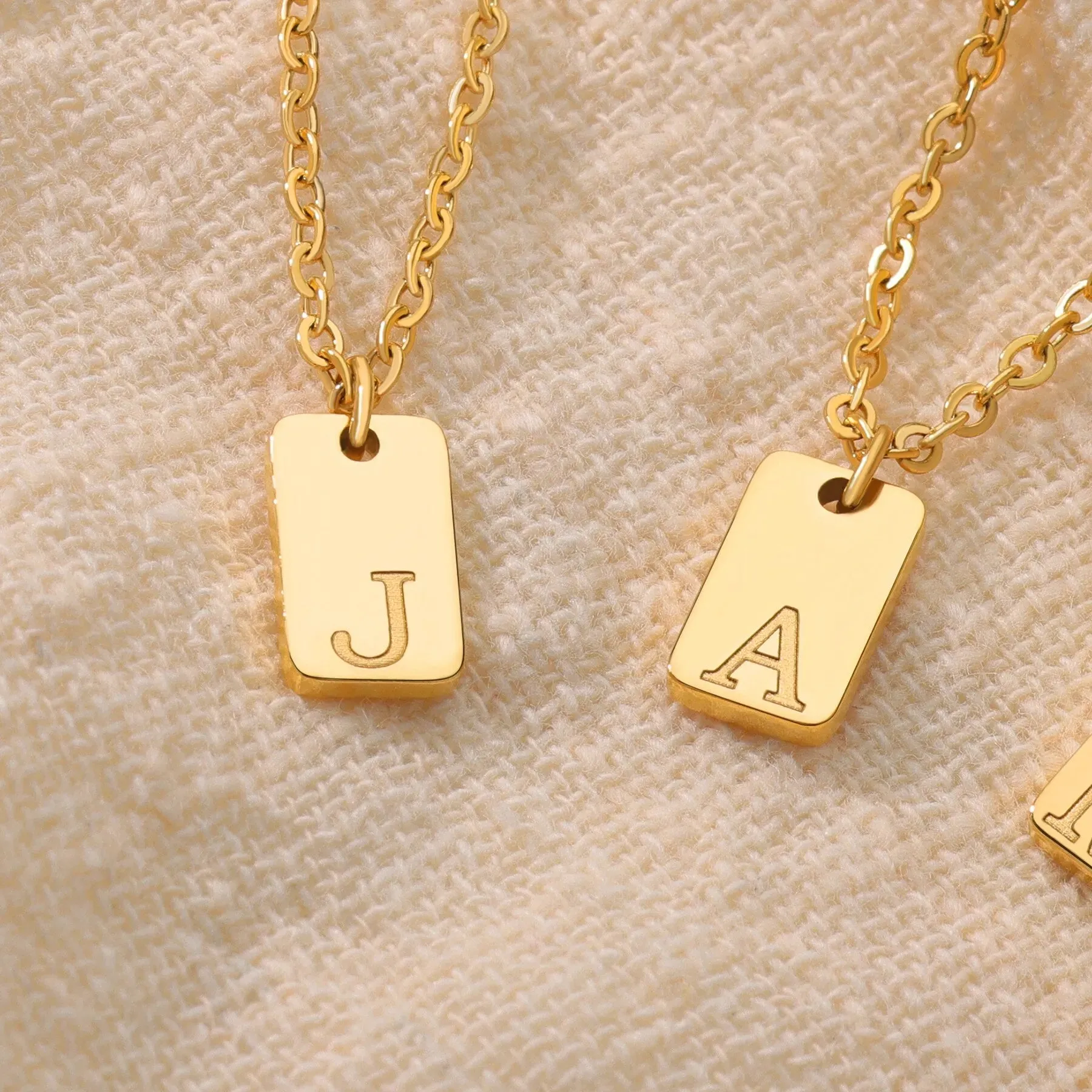 Engraved Initial Letter Necklaces For Women Tiny Stainless Steel Square Pendant Necklace Aesthetic Birthday Jewelry Gift 2023