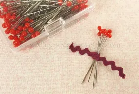 Glass Head Pins, Red Super Fine