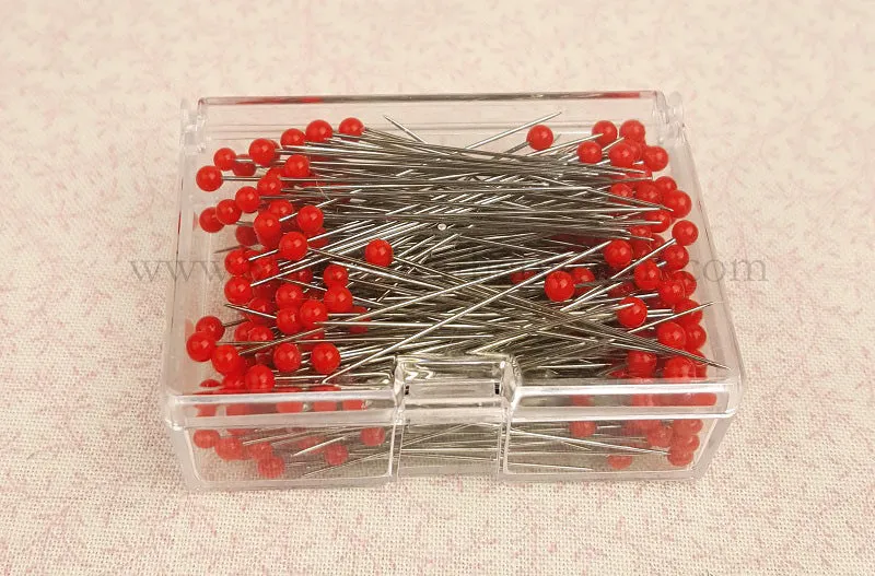 Glass Head Pins, Red Super Fine