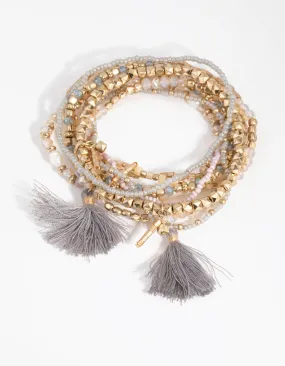 Gold Freshwater Pearl Tassel Bracelet 9-Pack