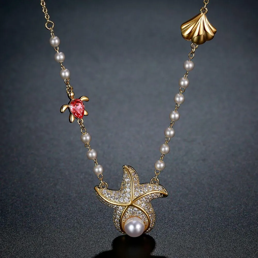 Golden Sea Creature Necklace -KFJN0296