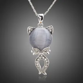 Gray Cat Crystal Necklace KPN0103