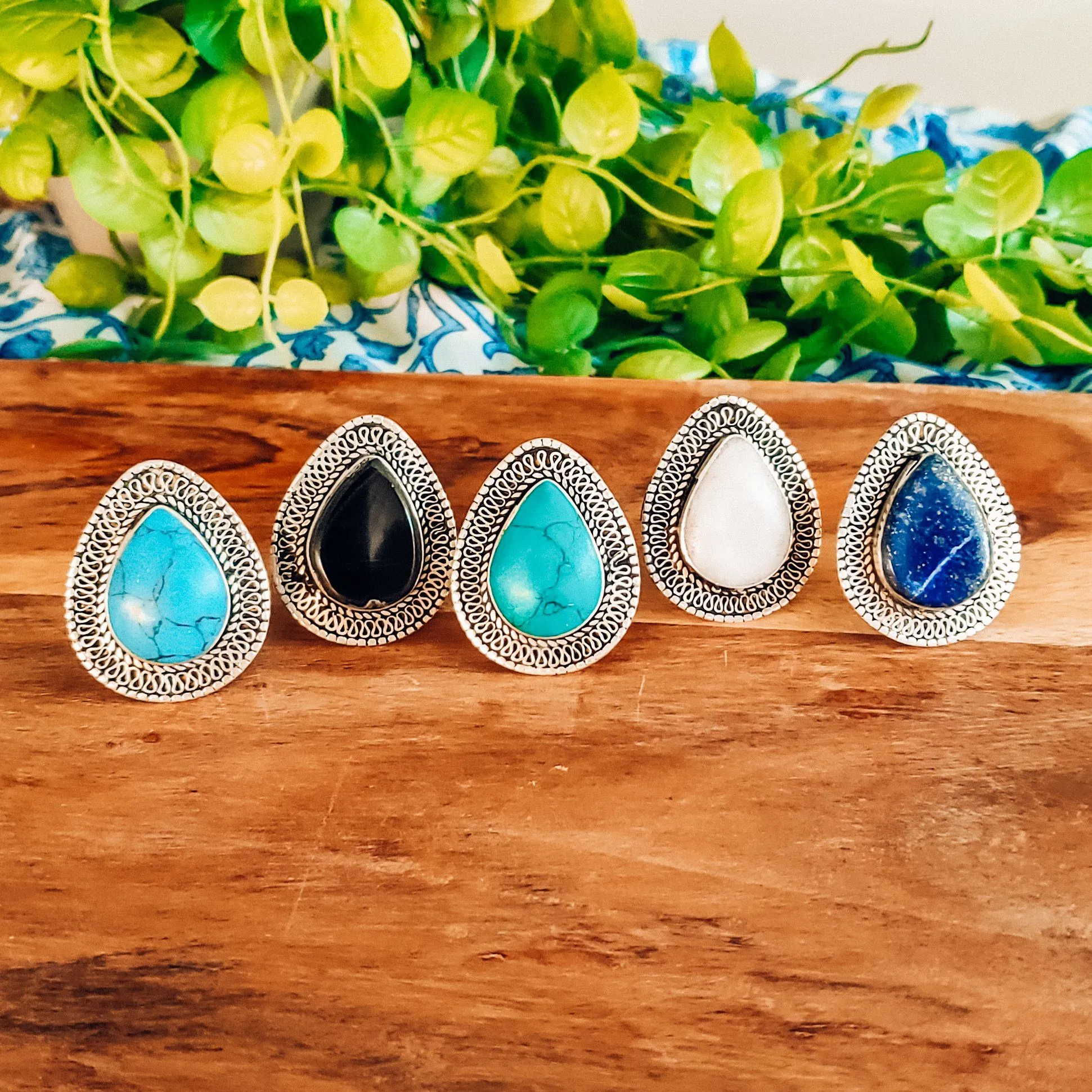 Green Stone Tribal Ring
