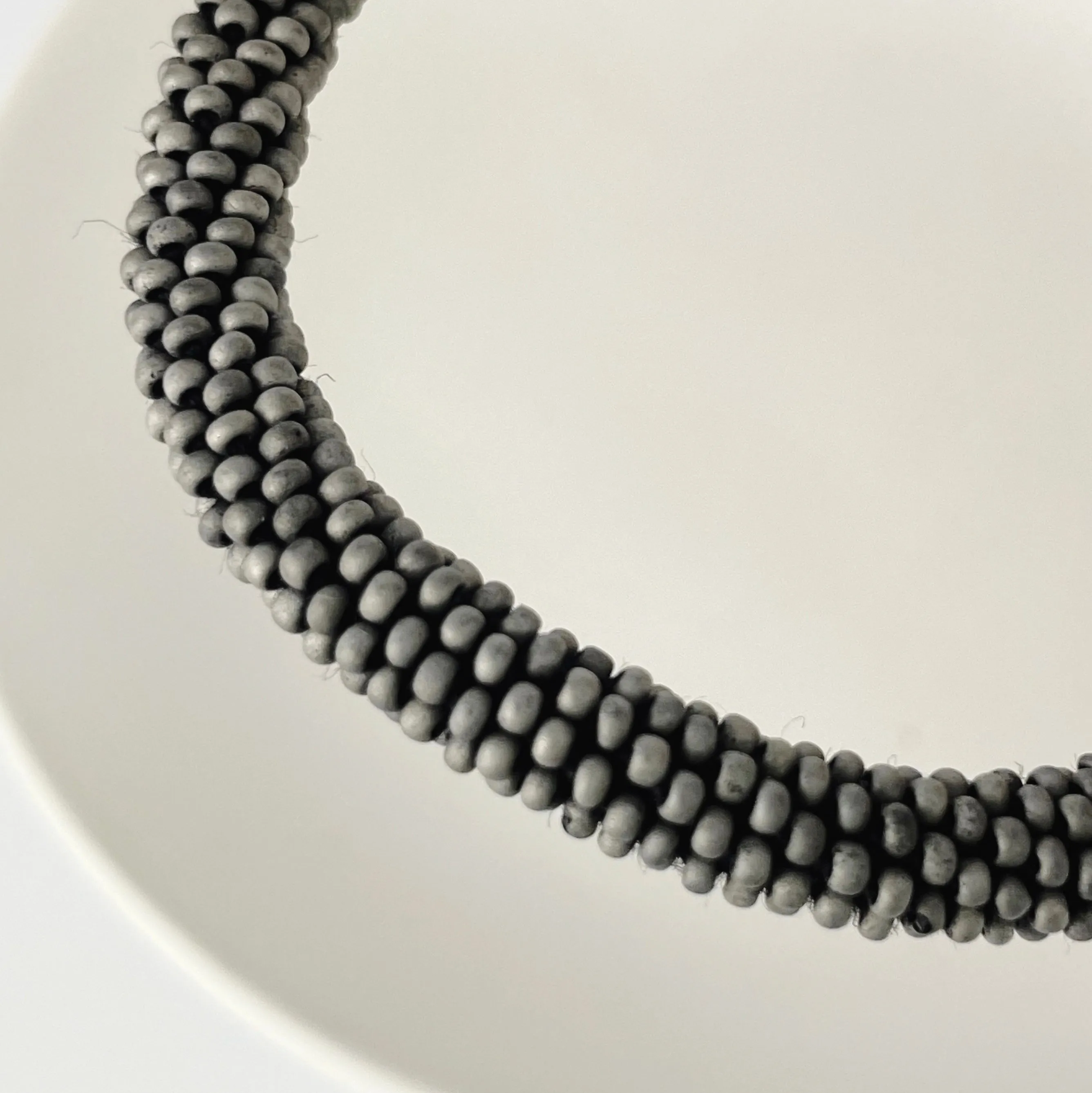 Handmade Glass Bead Tube Bracelet - Grey