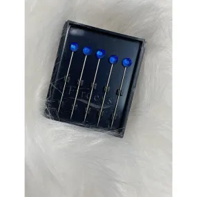 Jewel Headwrap Pins - Cobalt Blue