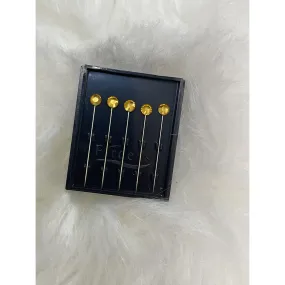 Jewel Headwrap Pins - Yellow Gold