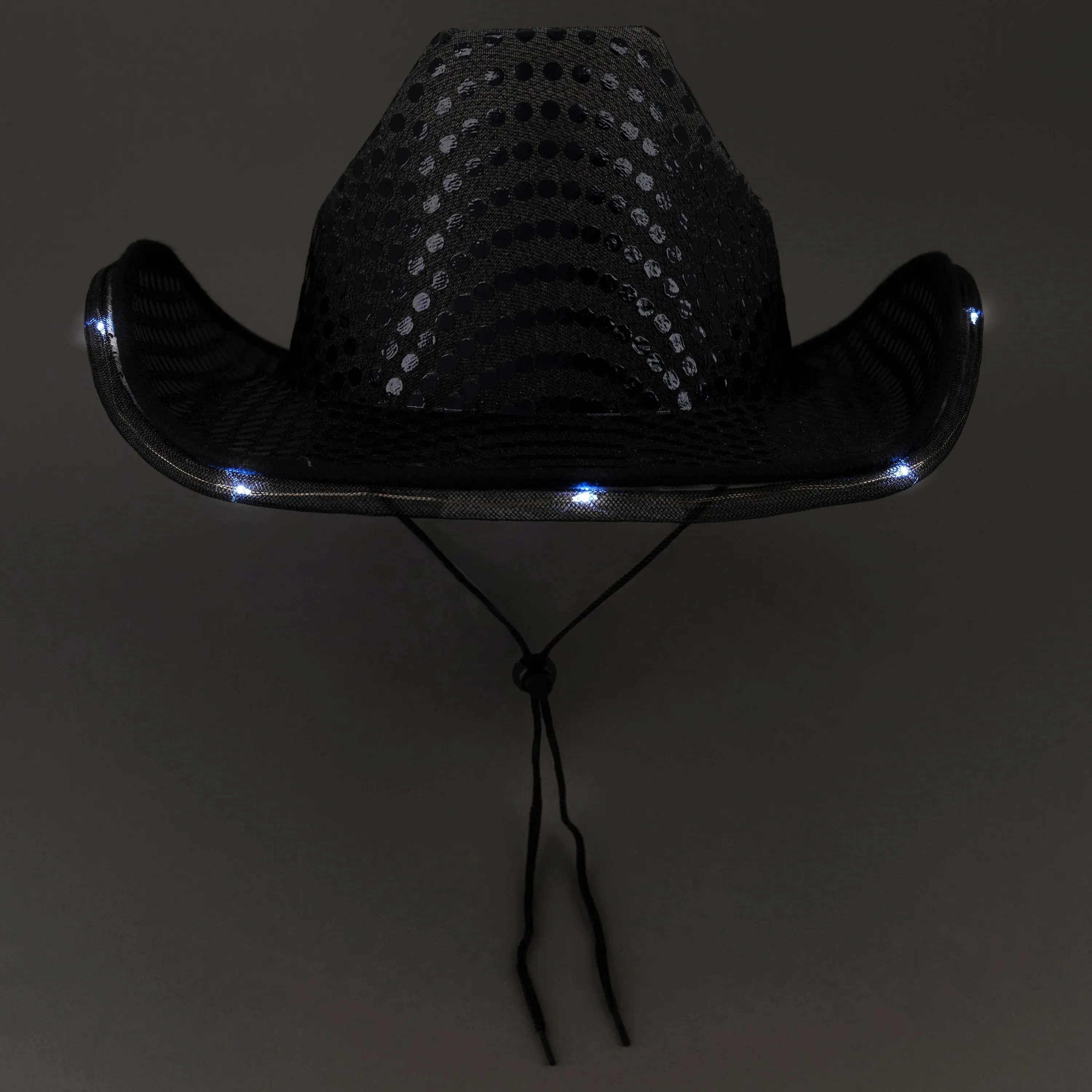 LED Light Up Flashing Sequin Cowboy Hats - 4 Colors Assorted Pack of 6 Hats