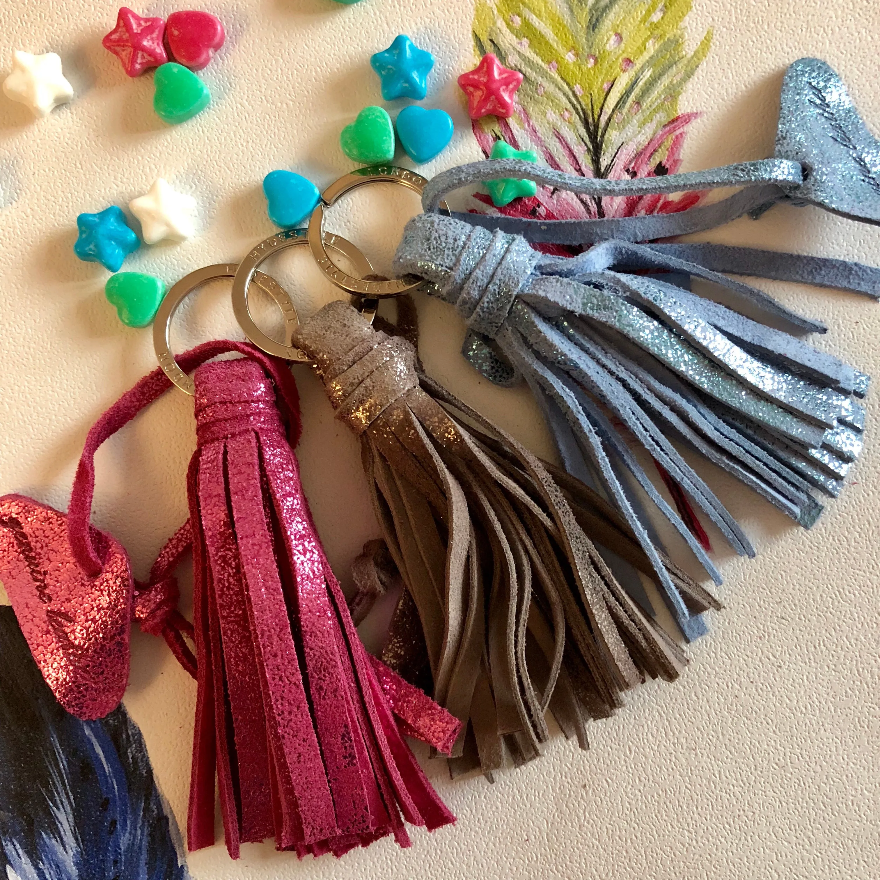 Metallic Magpie Tassel Key Ring CC907 Pink