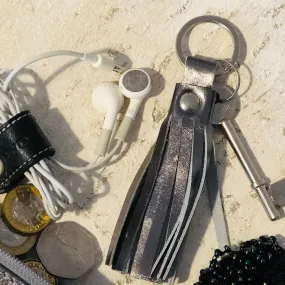 Metallic Rimor Tassel Key Ring CC16 Pewter