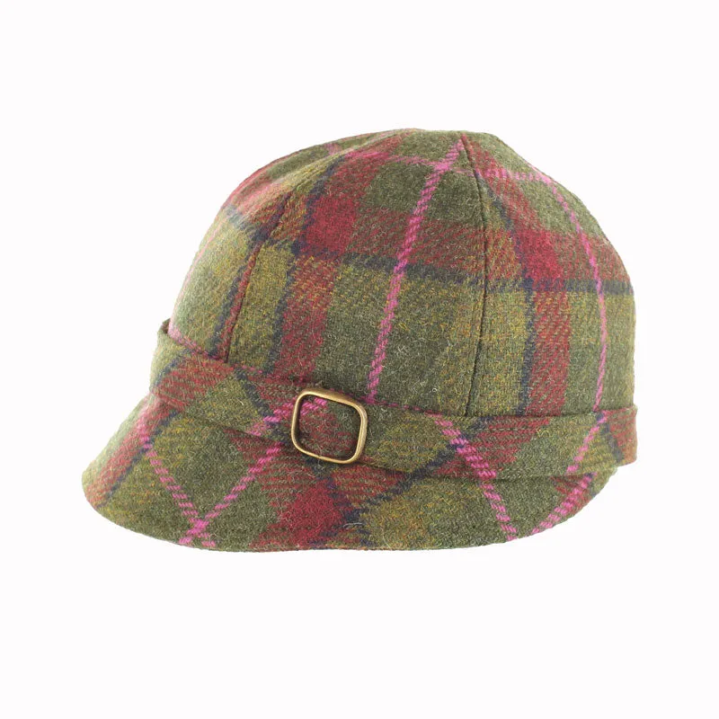 Mucros Flapper Hat | Olive Pink Check