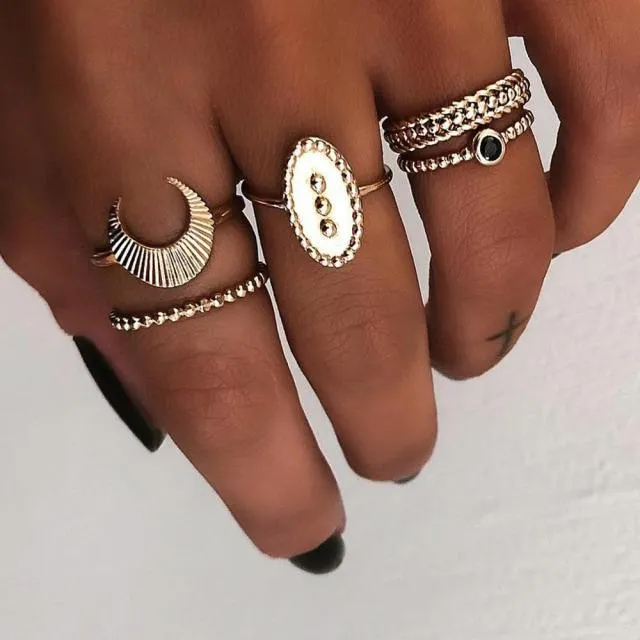 Multi-Piece Vintage Bohemian Rings