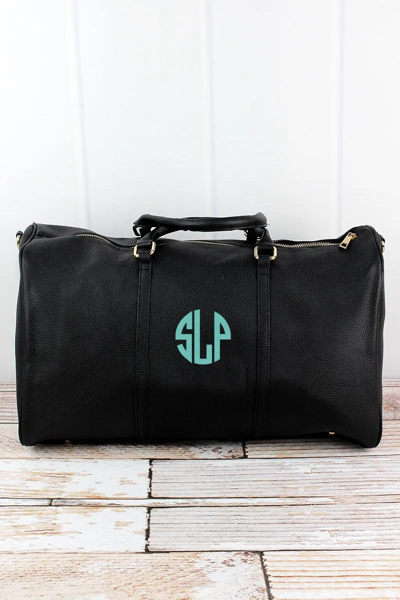 NGIL Black Faux Leather Weekender Duffle Bag