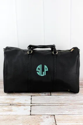 NGIL Black Faux Leather Weekender Duffle Bag