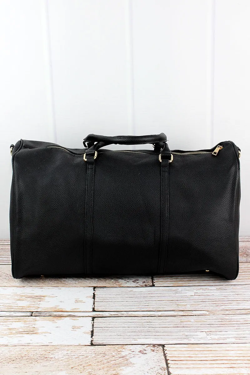 NGIL Black Faux Leather Weekender Duffle Bag