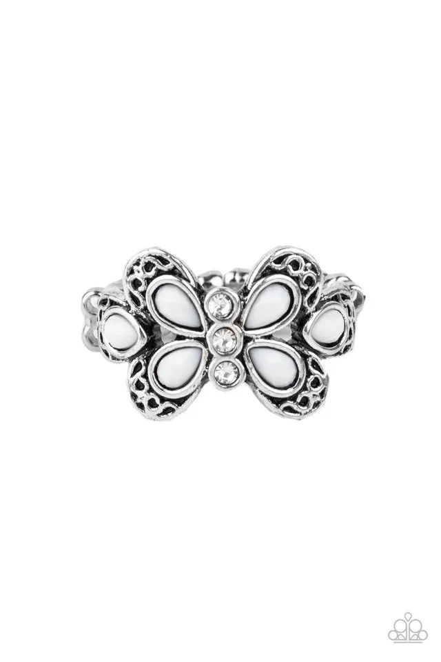 Paparazzi Ring ~ Boho Butterfly - White