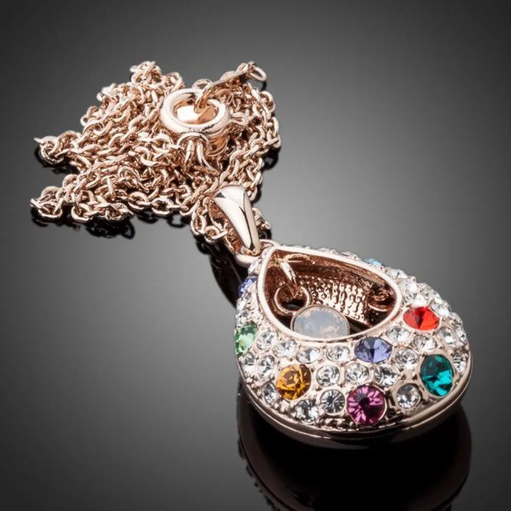 Peacock Tears Crystal Pendant Necklace KPN0092