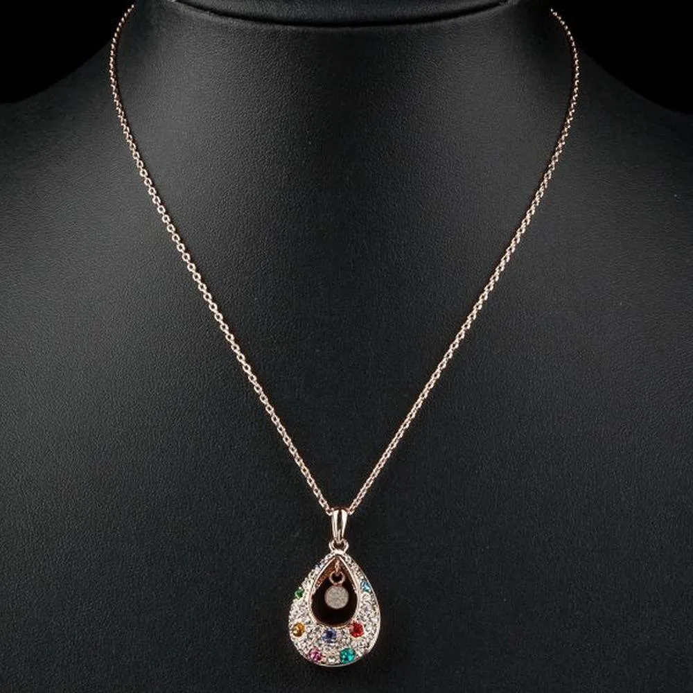 Peacock Tears Crystal Pendant Necklace KPN0092