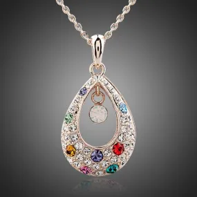 Peacock Tears Crystal Pendant Necklace KPN0092