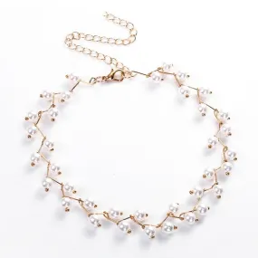 Pearl Bead Necklace 14K Gold For Women Engagement Jewelry