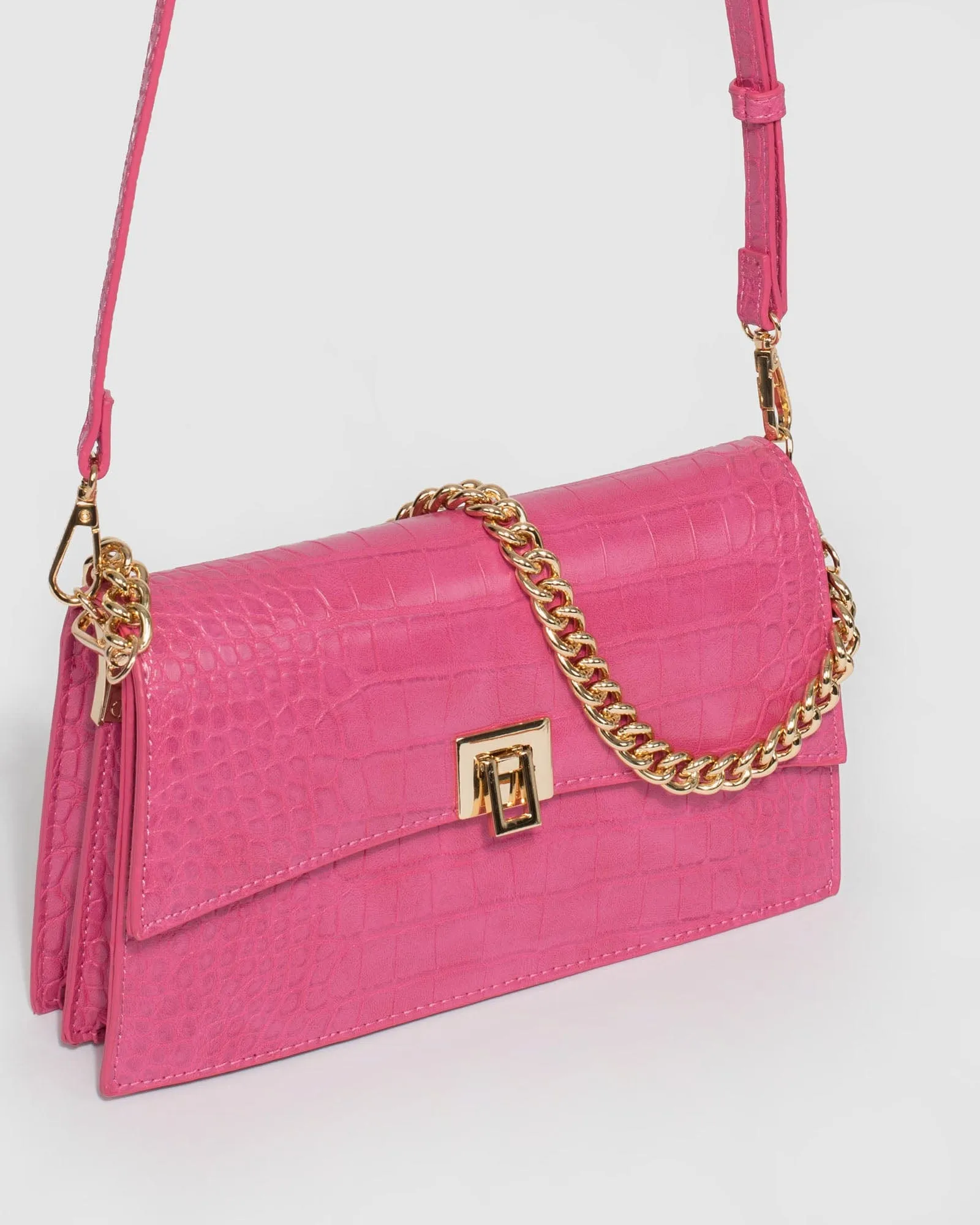 Pink Alana Lock Shoulder Bag