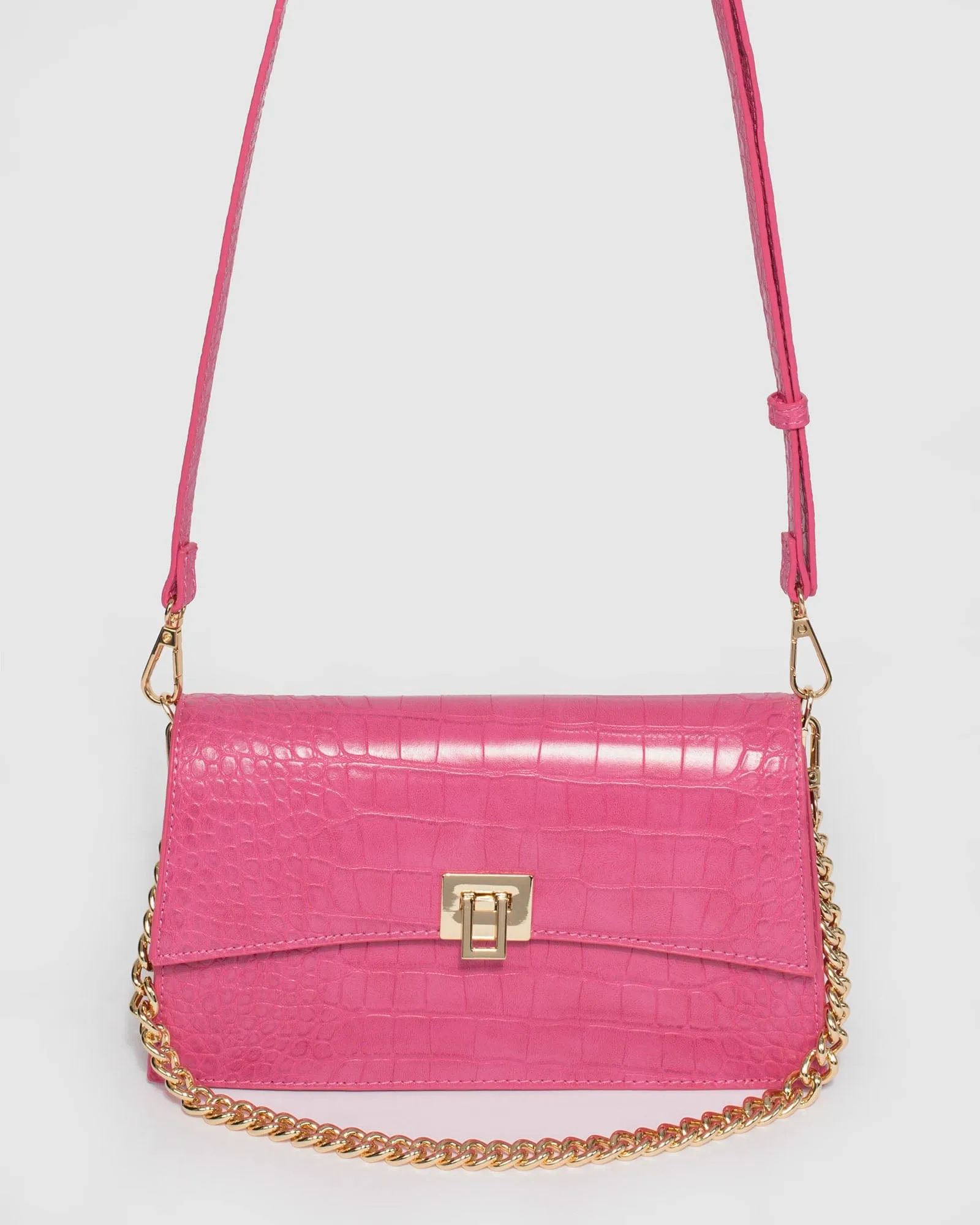 Pink Alana Lock Shoulder Bag
