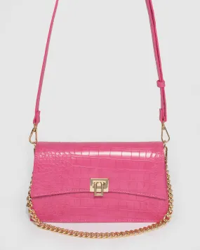 Pink Alana Lock Shoulder Bag
