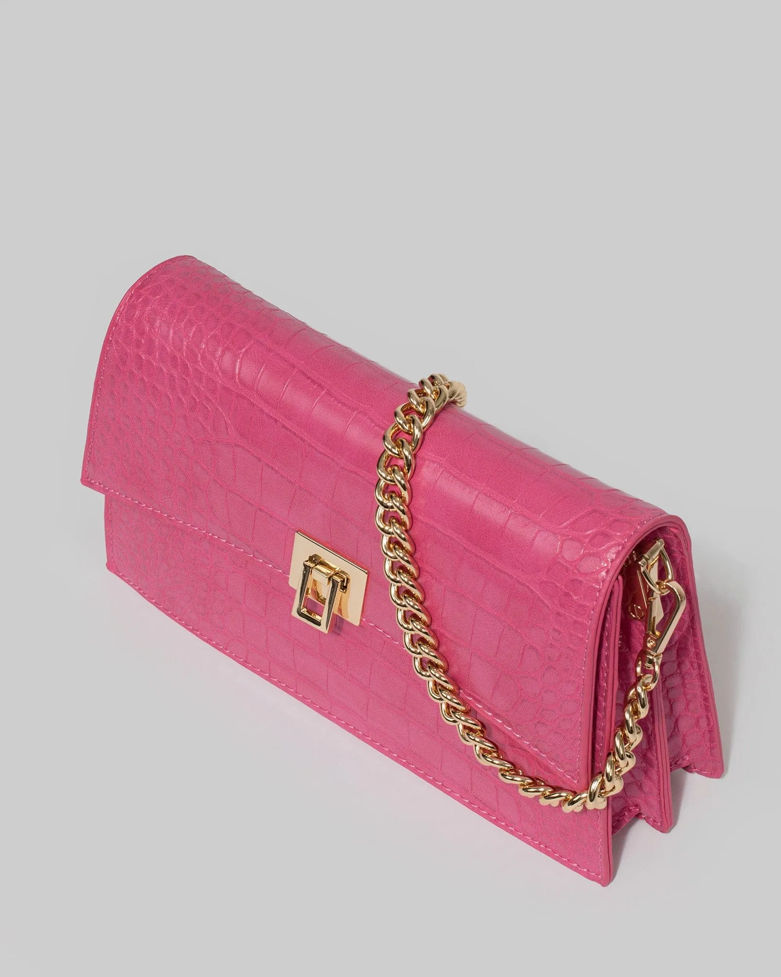 Pink Alana Lock Shoulder Bag