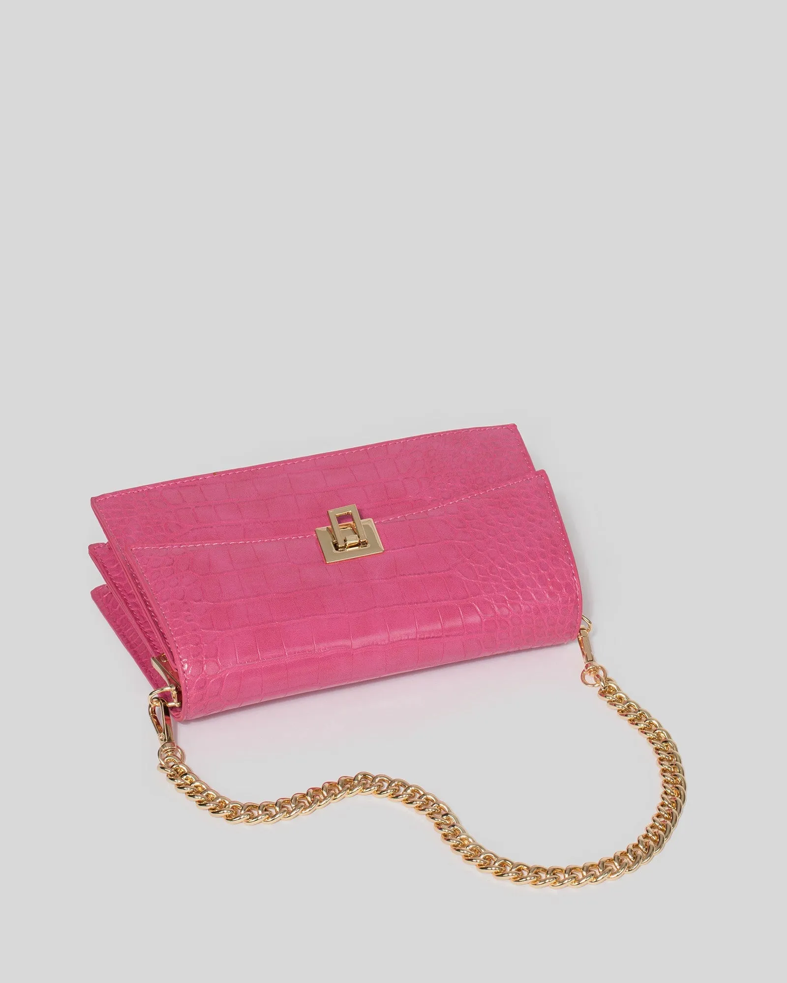 Pink Alana Lock Shoulder Bag