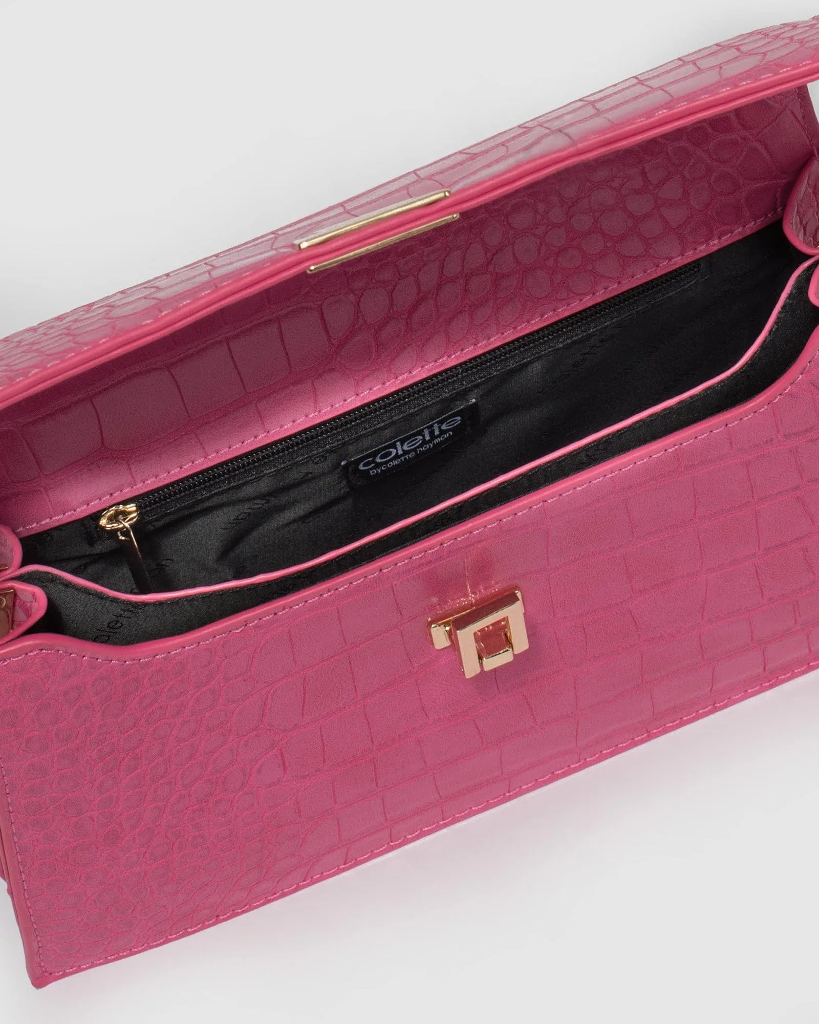 Pink Alana Lock Shoulder Bag