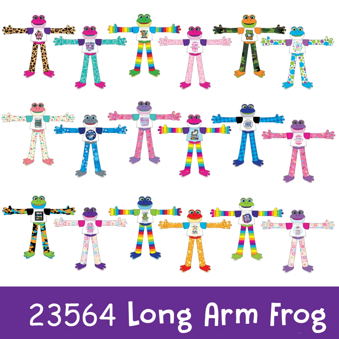Plush Long Arm Frog Assortment Floor Display - 39 Pieces Per Retail Ready Display 88432