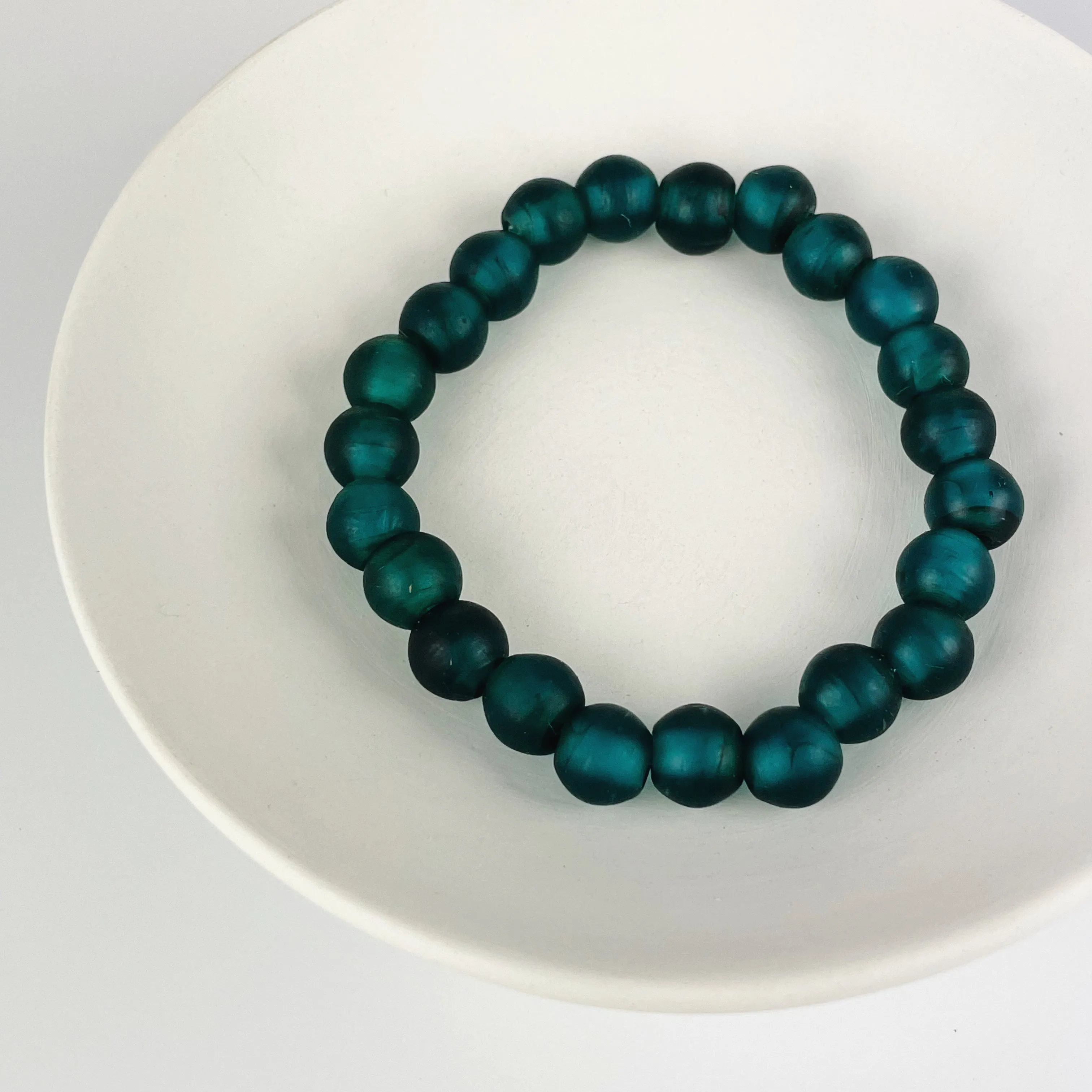 Recycled Translucent Glass Bracelet - Teal