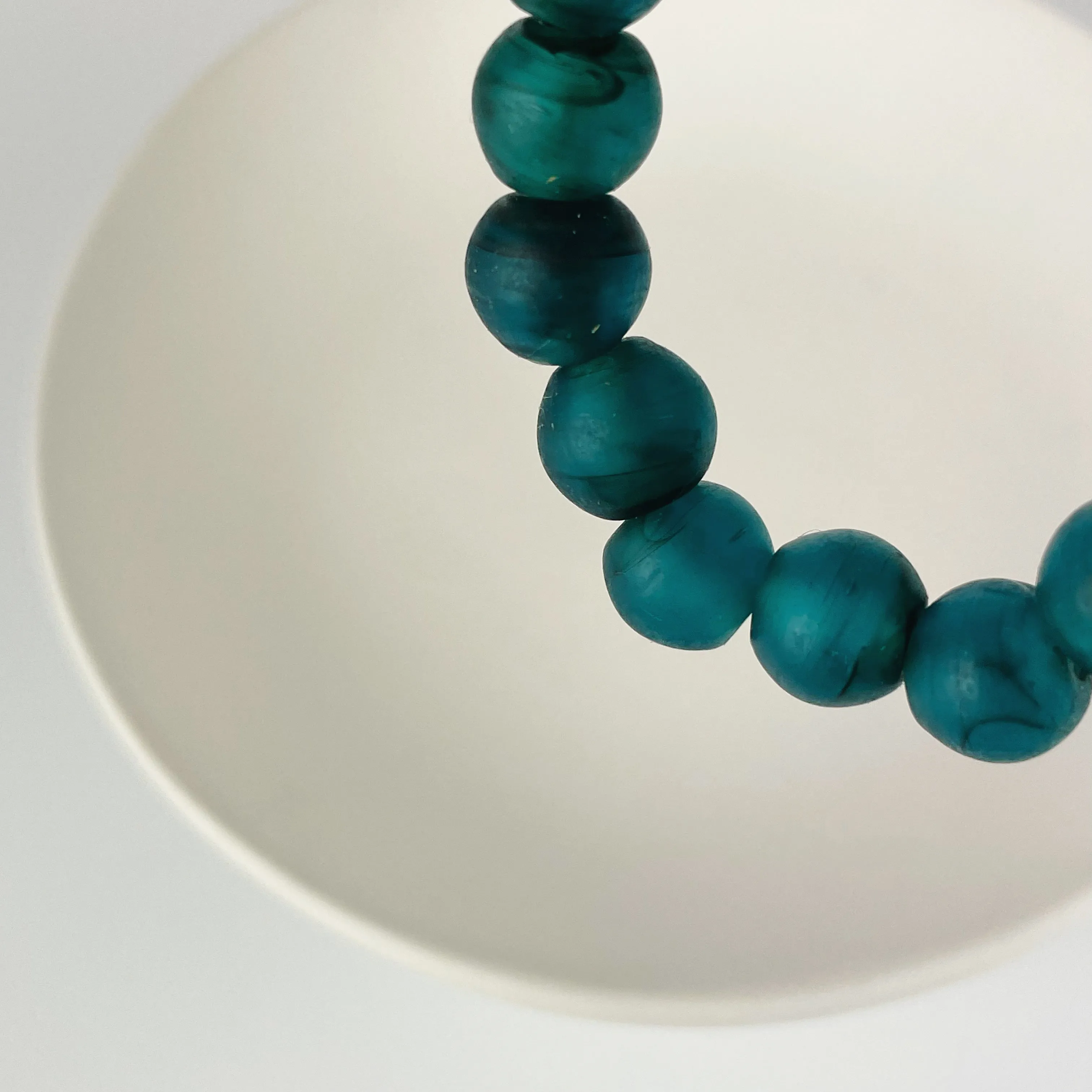 Recycled Translucent Glass Bracelet - Teal