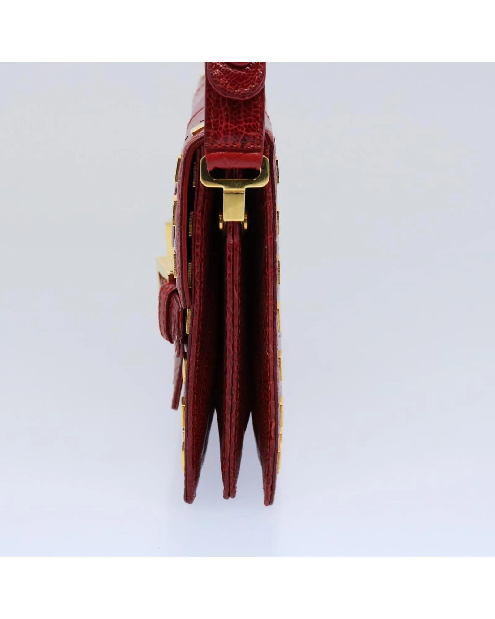 Red Leather Shoulder Bag with Accessory