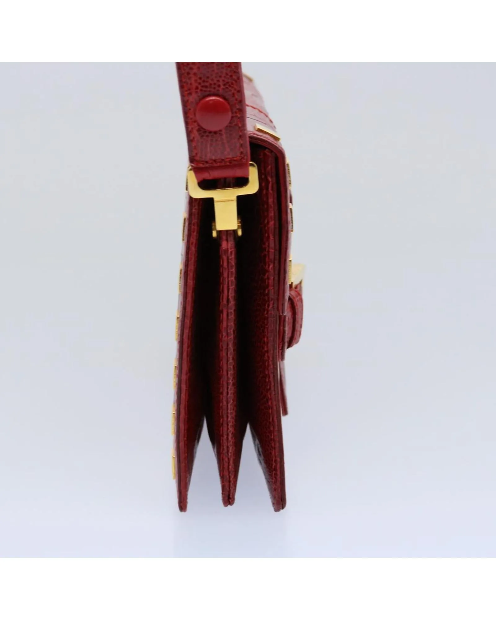 Red Leather Shoulder Bag with Accessory
