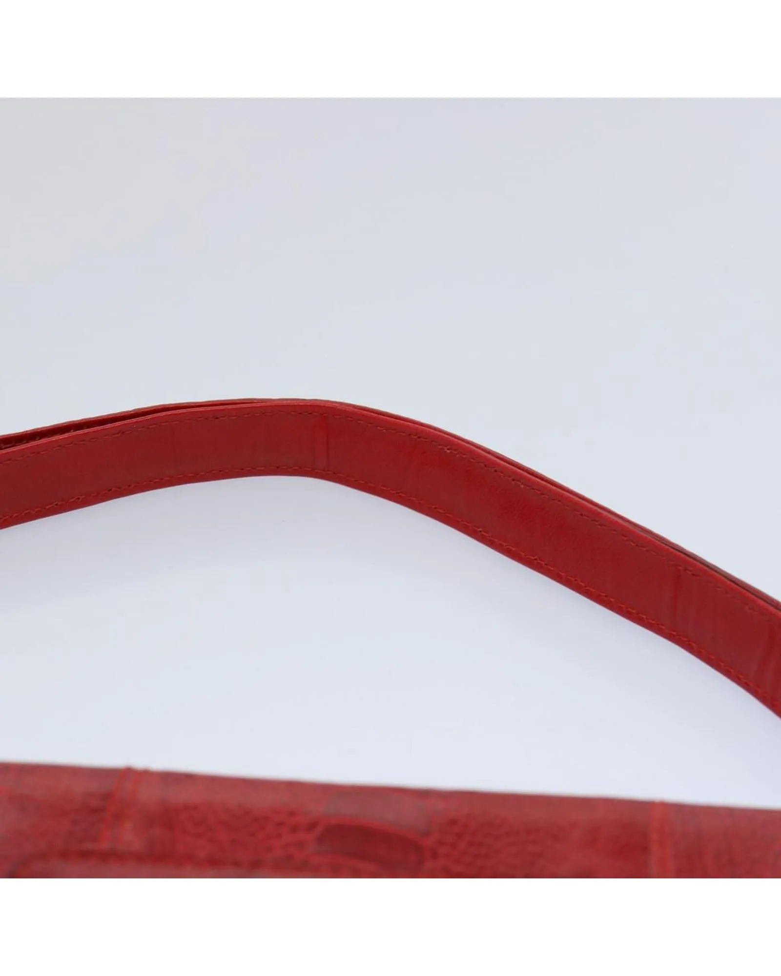 Red Leather Shoulder Bag with Accessory
