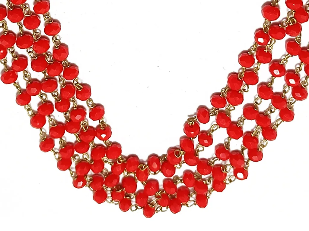 Red Rondelle Glass Beads Chain