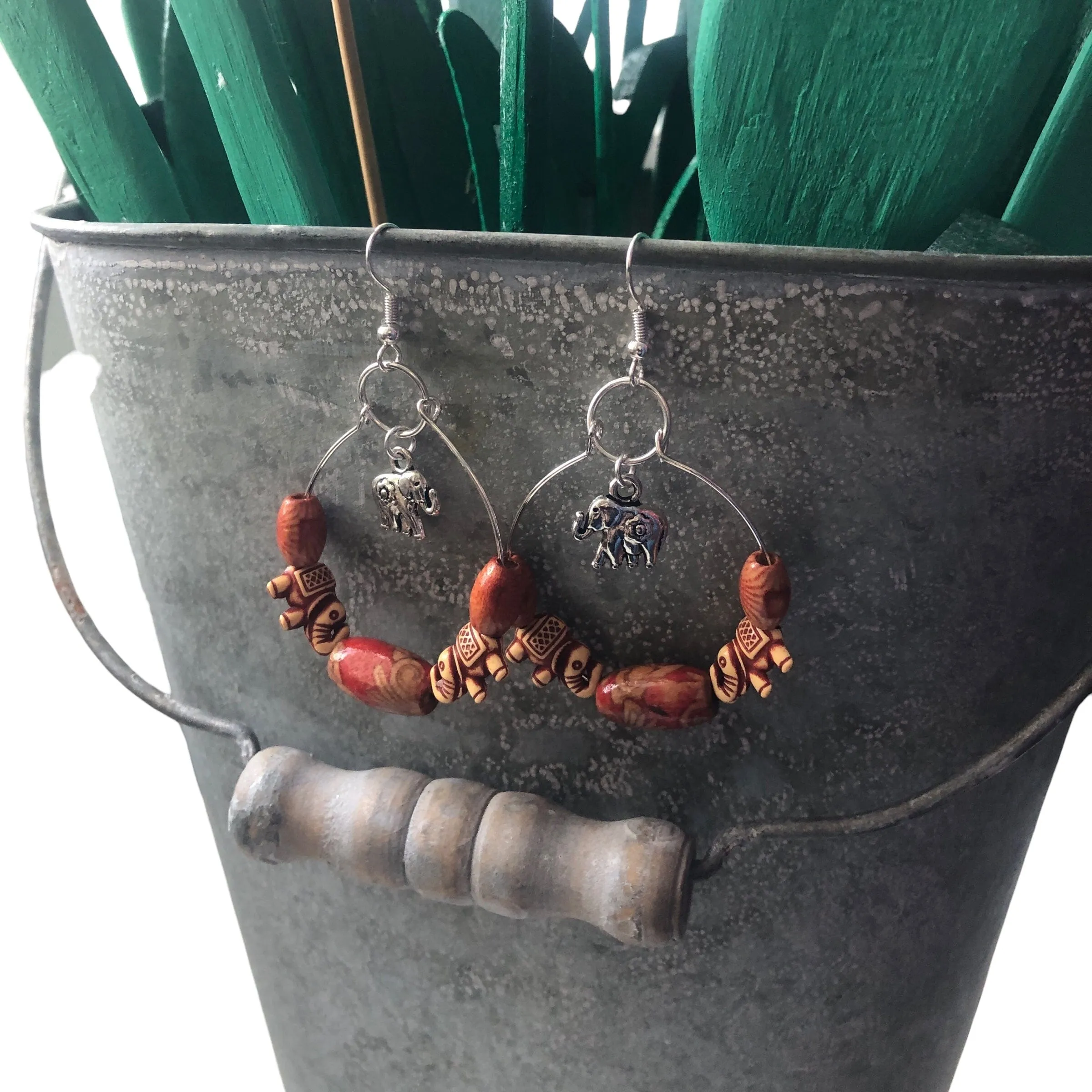 Silver Plated Hoops with Elephants