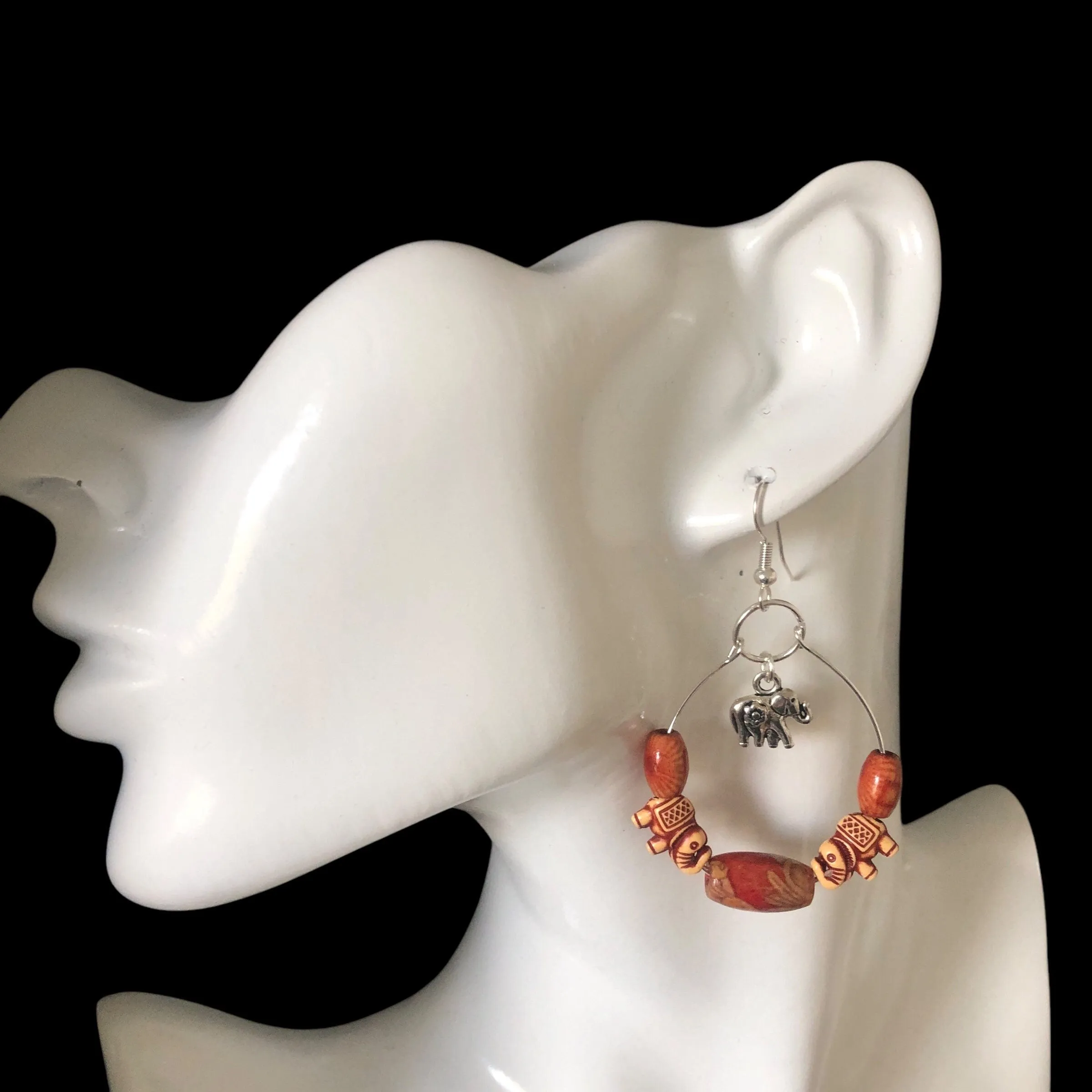 Silver Plated Hoops with Elephants