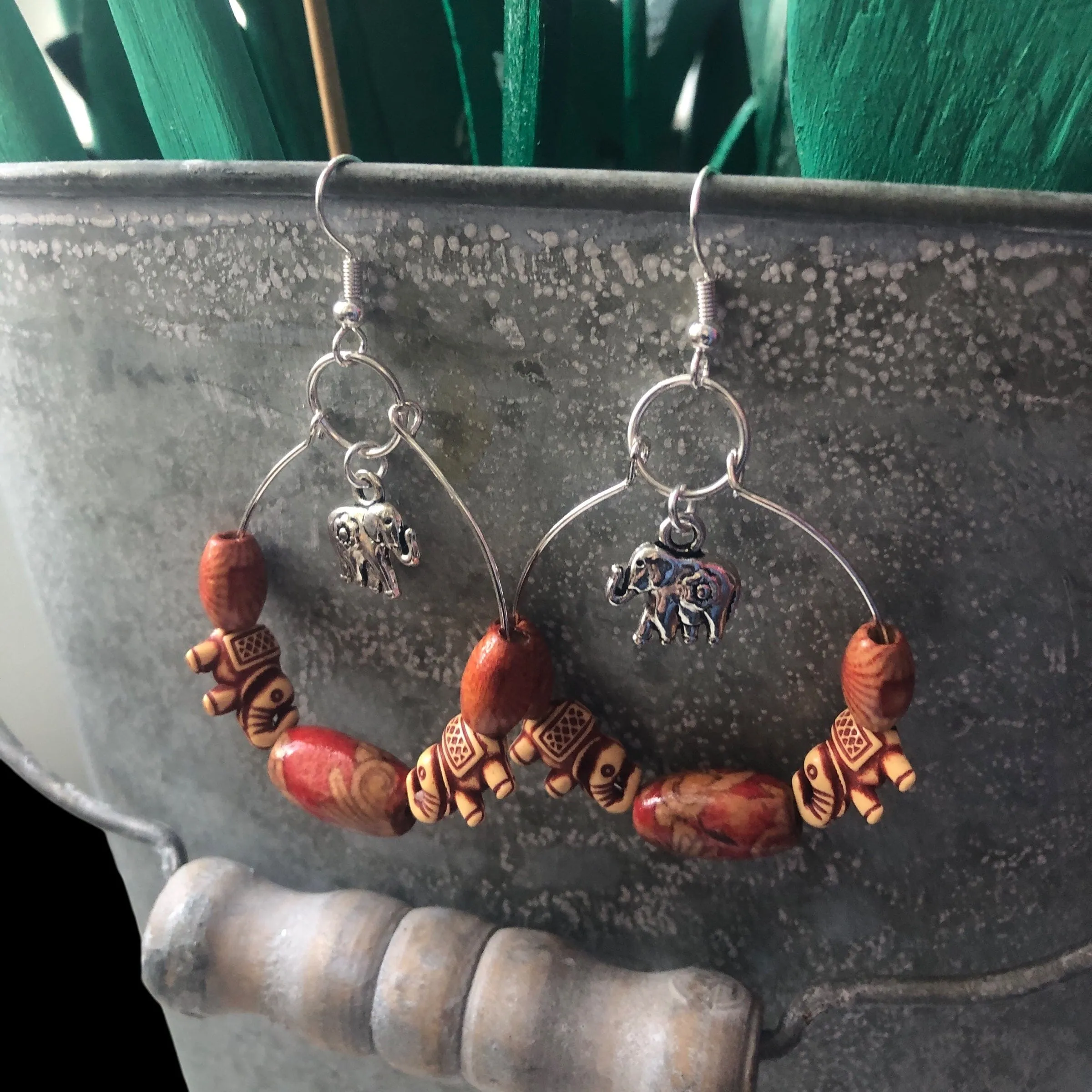 Silver Plated Hoops with Elephants