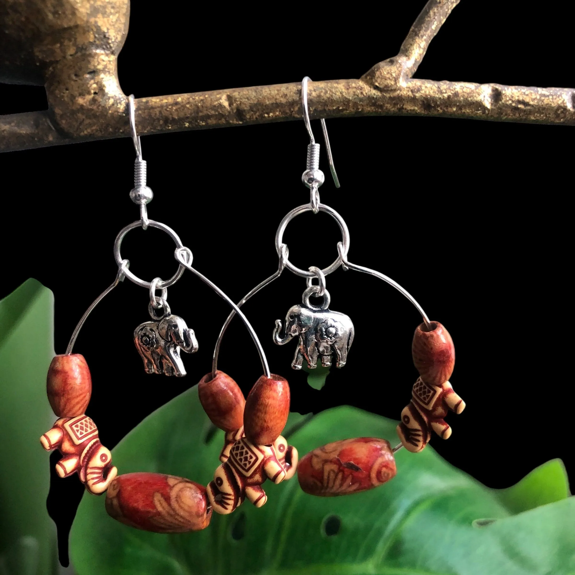 Silver Plated Hoops with Elephants