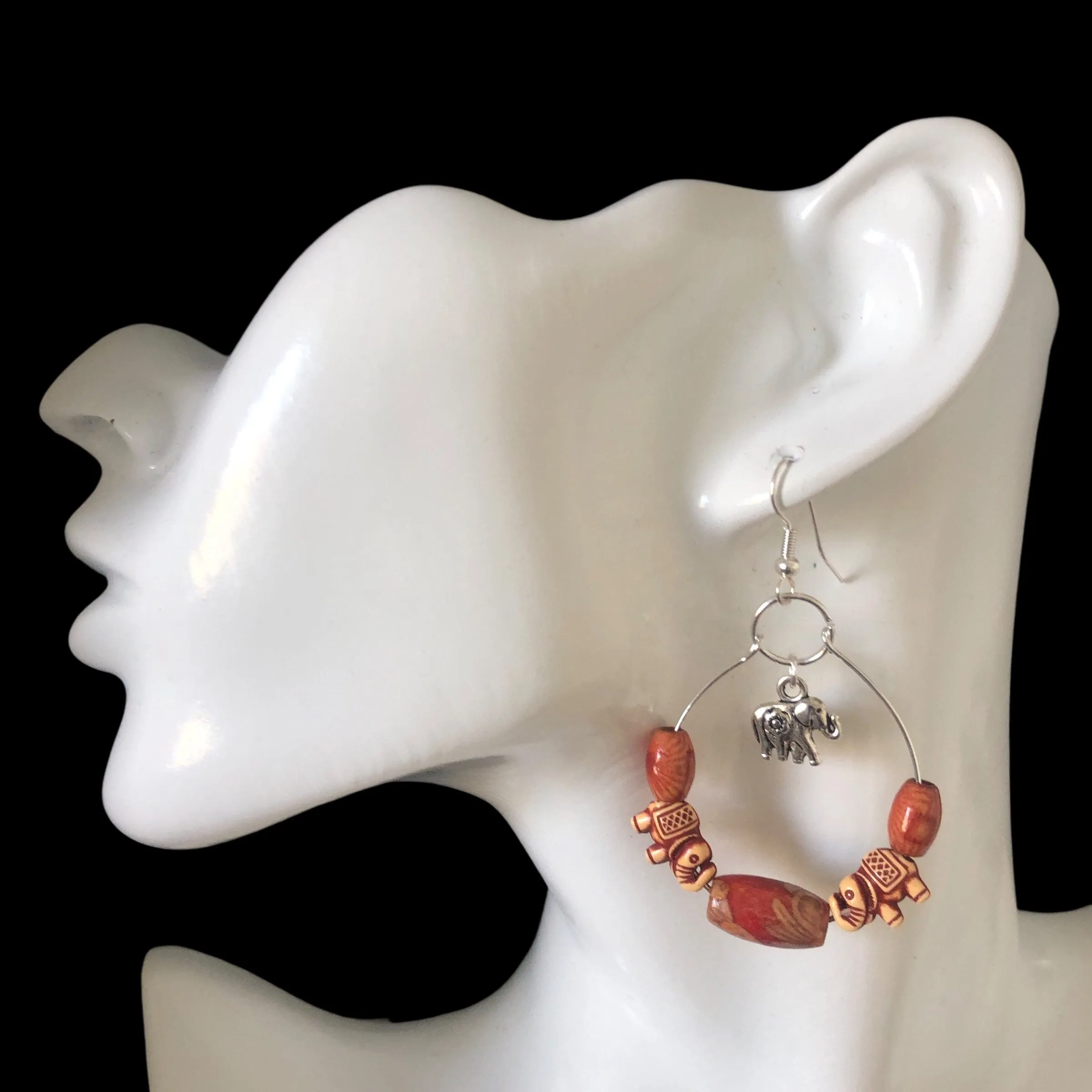 Silver Plated Hoops with Elephants