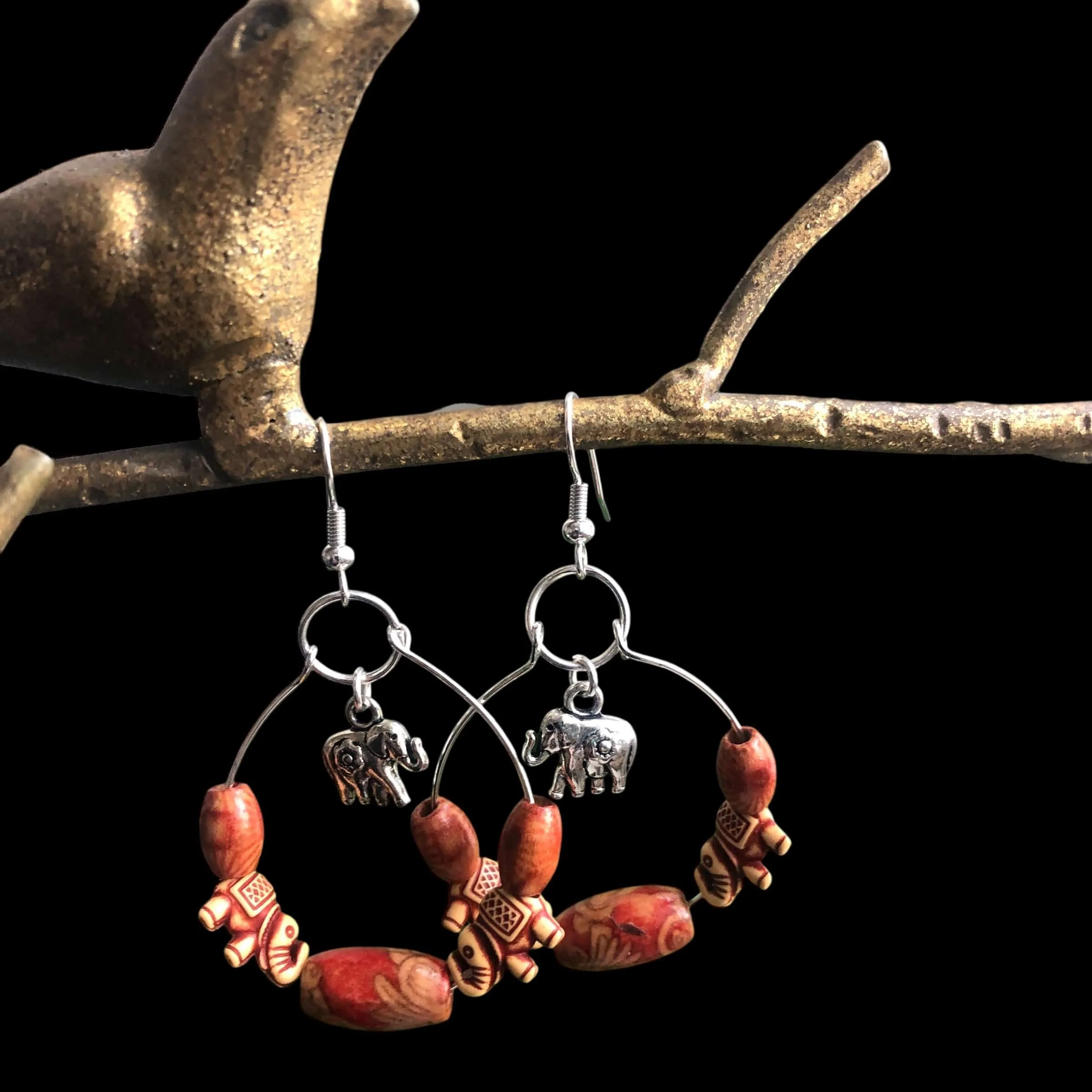 Silver Plated Hoops with Elephants