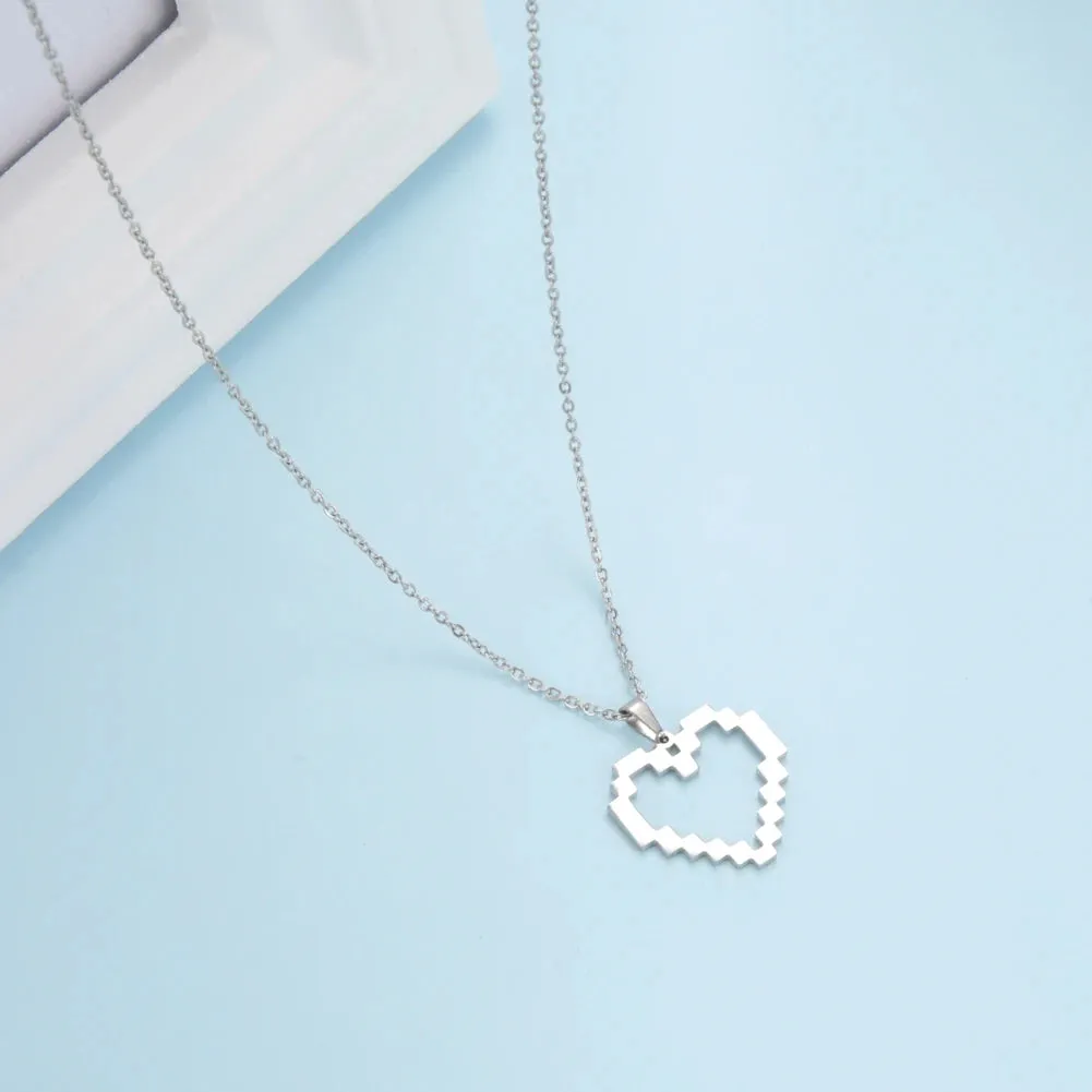Skyrim Trendy Mosaic Heart Necklace for Women Girls Jewelry