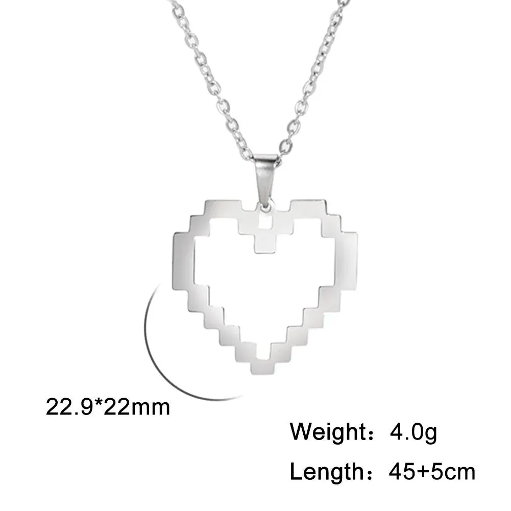 Skyrim Trendy Mosaic Heart Necklace for Women Girls Jewelry