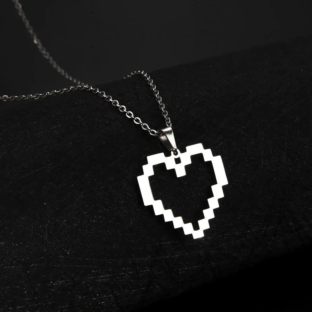 Skyrim Trendy Mosaic Heart Necklace for Women Girls Jewelry