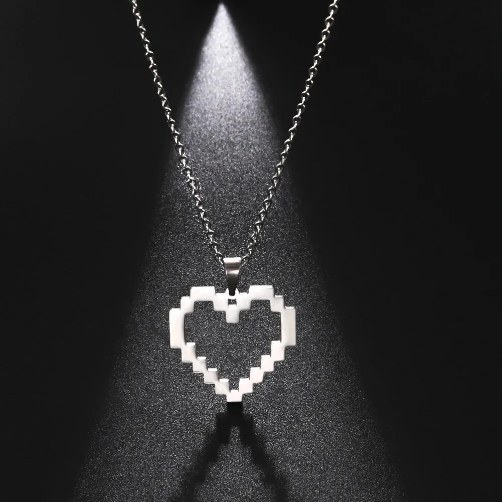 Skyrim Trendy Mosaic Heart Necklace for Women Girls Jewelry