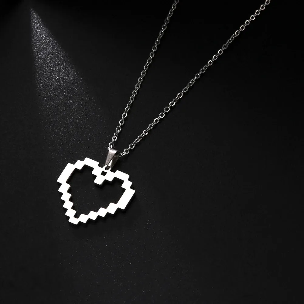 Skyrim Trendy Mosaic Heart Necklace for Women Girls Jewelry