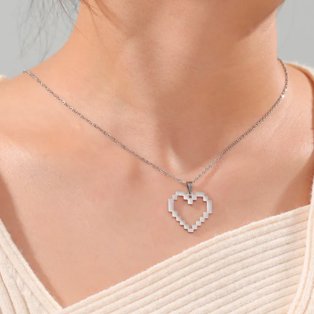 Skyrim Trendy Mosaic Heart Necklace for Women Girls Jewelry